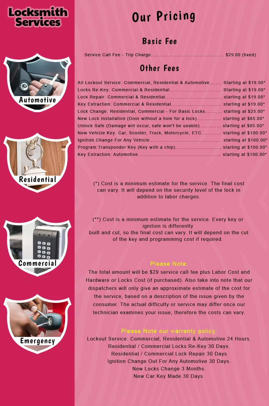 Marlboro Township Locksmith Store Marlboro Township, NJ 732-587-5672 - price-list-c-18